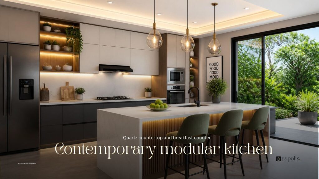 quartz countertop and breakfast counter aapolix
