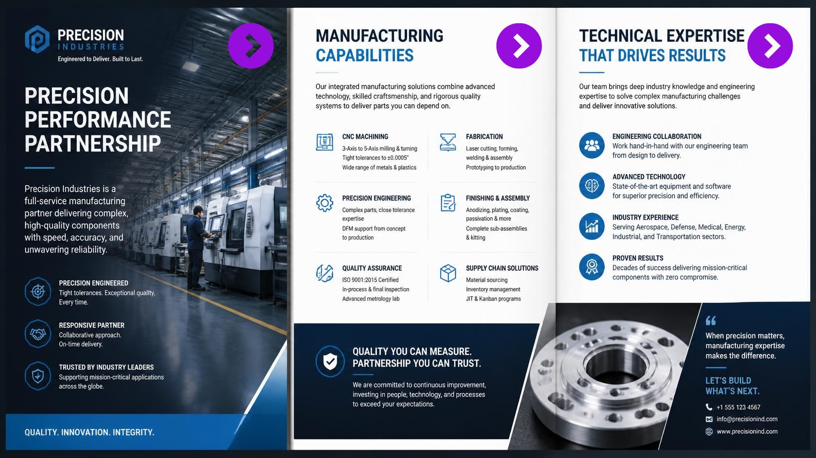 Manufacturing company brochure B2B design concept