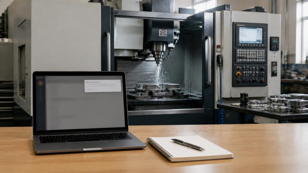 Bangalore manufacturing factory manager using laptop and notebook for Sales Pipeline
